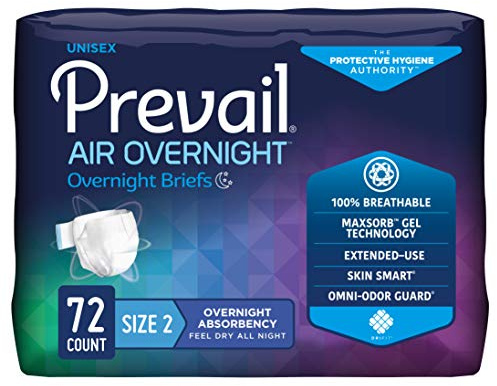 Prevail Air Overnight Adult Incontinence Brief Size 2 / Large Heavy Absorbency Overnight, NGX-013, Overnight, 72 Ct