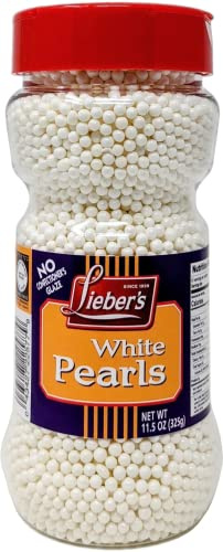 Lieber's White Pearls Edible Sugar Ball Sprinkles 325g | Great for Cake Decorations, Cupcake Toppers, Cookie Decorating, Parties & Wedding Cakes