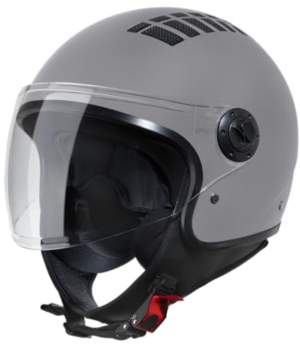 VINZ Como Jethelm mit Visier ECE 22.06 Zertifiziert | Roller Helm Mopedhelm Für Motoroller & Vespa | Herren & Damen | Motorradhelm in XS-XL | Erhältlich in 4 Farben - Titanium