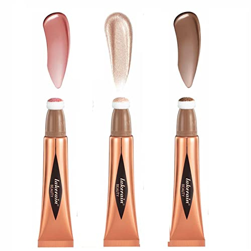 Colorete Líquido Para Mejilla, Maquillaje, Highlighter Stick, Varita Belleza Líquida Para Contorno, Iluminador En Barra Cremoso Con Aplicador Almohadilla Incorporado, 3