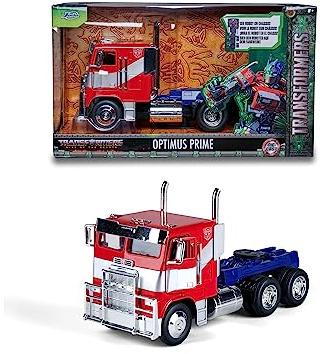 Jada Toys Transformers Optimus Prime (T7) als Auto-Truck aus Transformers Aufstieg der Bestien, Die Cast Modellauto für Kinder und Erwachsene ab 8 Jahre, 1:24, 27cm, rot-blau