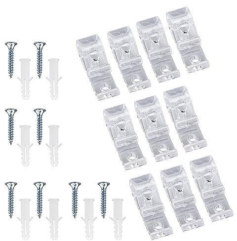MAOQYE 10 Child Safety P-Clips Set, Blind Safety Clips for Cord, Clear Roller Blind Clips for Vertical and Roman Roller Curtain Ball Chain Cord Control with 20 Screws and 20 Plastic Pillars