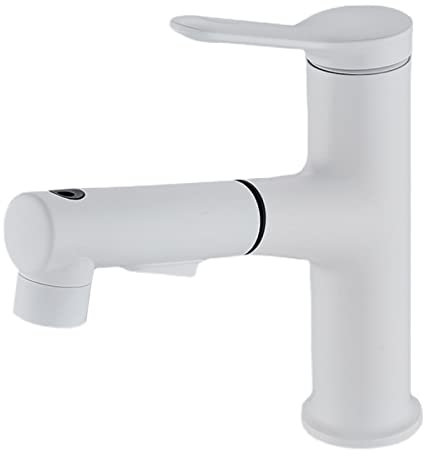 Badarmatur mit ausziehbarer Brause, Warm- und Kaltmischbatterie, Messing, 3 Modi, Einloch, einziehbarer Wasserhahn, Badezimmer-Einhand-Waschtischarmatur for Waschbecken