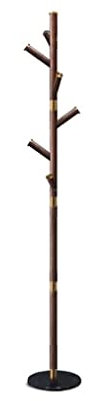 RUTAVM Garderobenständer Garderobe Freistehende Garderobe Aus Holz Flur Baum Mit Marmorsockel 6 Haken Messing Dekoration Für Hausflur Eingangsbereich Kleiderständer