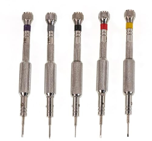 Set di 5 cacciaviti per riparazione orologi da orologiaio, acciaio, 1