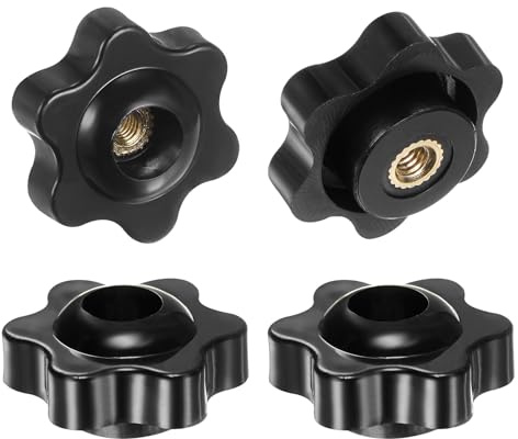 QUARKZMAN 4 Stück Sterngriffmutter M4 Flügelmuttern mit Gewinde, Rändelmutter Handgriff Durchgangsloch Klemmmutter 25mm Spannknopf für Maschinen Anlagen Fitnessgeräte, Schwarz