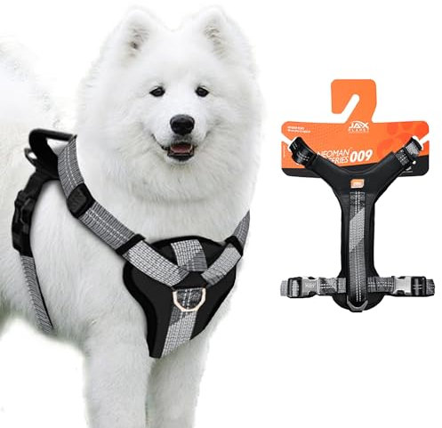 No-Pull Hundegeschirr mit Griff, ausbruchsicher, Anti-Ziehen, Griffkontrolle, Multi-Winkel reflektierend für sicheres Gehen & Training, einfaches An- und Ausziehen, Metallschnalle, Haustiergeschirr