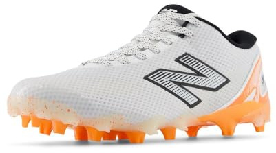 New Balance Men's Freezelx V5 Low Lacrosse Shoe, White/Hot Mango/Black, 8.5 UK