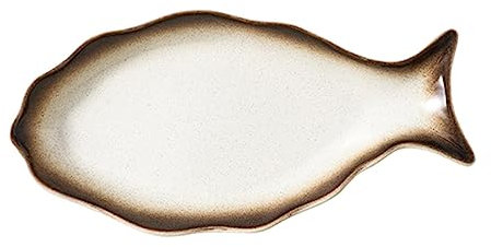 Garneck Ceramic Steamed Fish Dish Creative Fish Holder for Restaurant Japanese Style Serving Plate for Sushi and Presentation