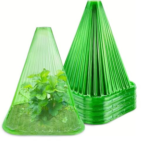 Pflanzenhut Pflanzhütchen Transparente Abdeckung für Salatpflanzen zum Schutz Pflanzenhut 24 Stück Transparente PVC Pflanzenschutzhaube für Pflanzen Kälte, Kübelpflanzen Schneckenabwehr, Grün