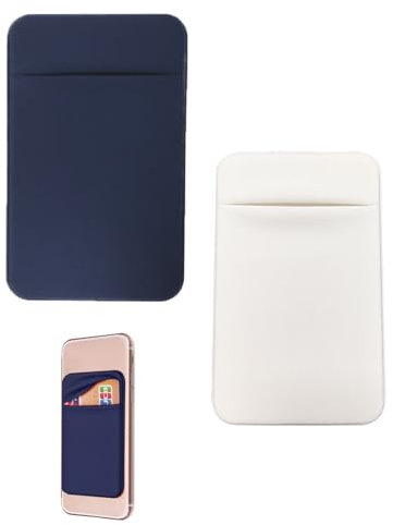 DHWEKU Set da 2 supporti tessili per carte di credito con tasca per smartphone e adesivo per retro del telefono: perfetti per portare le tue carte e documenti sempre con te!