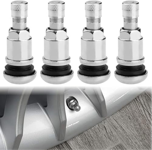 XURJUMI 4 Pezzi Valvole In Acciaio Foro Valvole In Metallo Per Cerchi In Alluminio, Valvola Universale 11,3Mm Valvole Per Cerchioni Valvole A Vite In Lega Per Pneumatici Ruota Moto Bicicletta