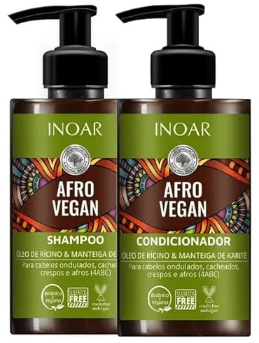 Coffret de shampoing et revitalisant afro vegan INOAR à l'huile de ricin et au beurre de karité