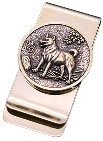 Pinces à Billets Pince à Billets en Laiton for Hommes, Pince à Billets Zodiac, Pince à Billets Vintage for Hommes(Dog)