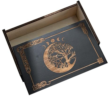 Générique Push Pull Tarot Rangement Boîte, boîte à bijoux en bois, Boîte à bijoux de grande capacité, Porte-dés décoratif réutilisable, décoration de maison en bois pour ordinateur de bureau, table