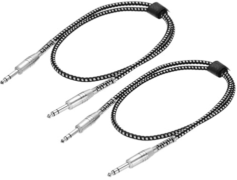 QUARKZMAN 2 Cavi Per Strumenti Musicali, 3 Piedi 1/4 Pollice A 1/4 Pollice Diritto A Angolo Retto Cavo Jack Per Chitarra Elettrica Per Chitarra Basso, Nero Bianco