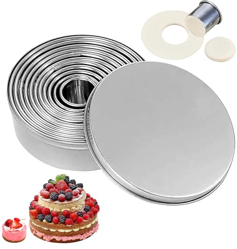 Cortador de galletas circular, juego de cortadores de galletas redondos de acero inoxidable, cortadores circulares para alimentos, moldeador de galletas para hornear (color 11 piezas)