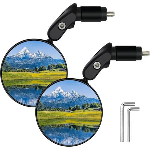 2 Pezzi Specchietto Retrovisore Bici bicicletta con Lente Convessa in Vetro HD Specchietto per Bici Elettrica Specchietti per Bicicletta Regolabile Specchietto per Bici Ruotabile di 360°