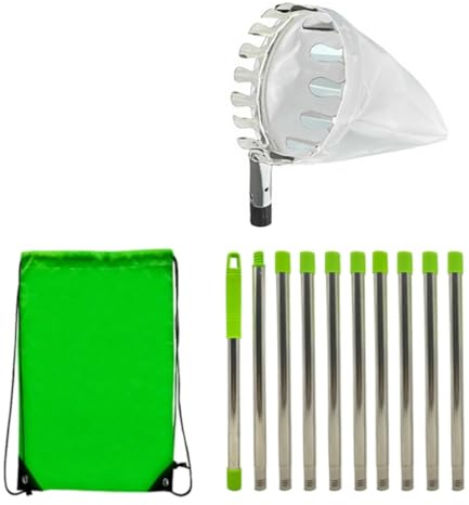 Asukohu Kit de cueillette de fruits avec poignée en acier inoxydable pour jardiniers ramasseurs de fruits avec sac extensible à long manche