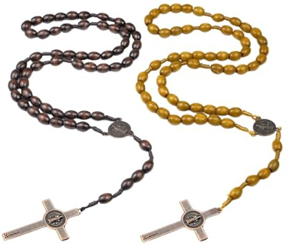 Lyivisk 2 Colliers Croix en Bois pour Homme Design Simple avec Pendentif en Bois Naturel Collier Élégant Cadeau Original pour Divers Événements