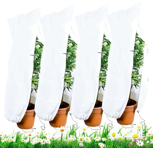 Fundas Anticongelantes para Plantas en Invierno,4 Fundas Térmicas Portátiles con Cremallera para Flores | Exteriores Anticongelantes para Plantas | Para Tomates Bonsáis Cítricos Hortícolas Arándanos y