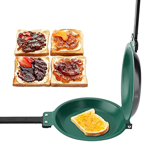 Mimdixy Sartén de doble cara 7,6 pulgadas, revestimiento tortilla, sartén abatible, máquina hacer panqueques, sartenes multiollas ollas utensilios cocina para hogar tortillas frittatas