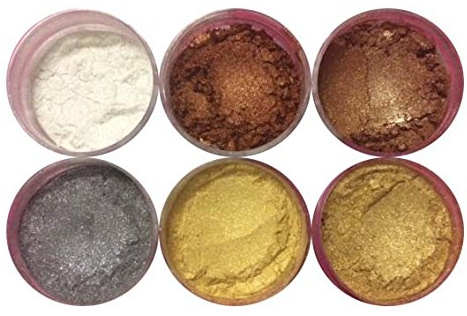 LUSTER DUST SET : (6 COLORS: EGYPTIAN GOLD, LUSTER GOLD, LUSTER PEARL, GOLDEN BRONZE, COPPER, FOSSIL SILVER)) (4 grams each Container) By Oh! Sweet Art Corp