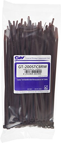 GW Kabelbinder-Technik Kabelbinder 200 x 4,8 mm, 100 Stück, braun, GT-200STCBRW