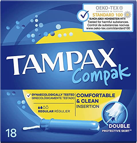 Tampax Compak Tampons, Super Plus With Applicator, 18 Tampons, Leak Protection And Discretion, Absorption Channels