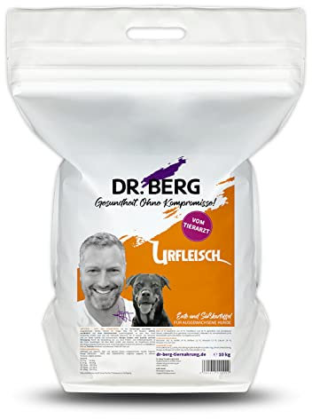 Dr. Berg URFLEISCH Ente & Süßkartoffel - Getreidefreies, hypoallergenes Hundefutter - Trockenfutter mit viel FRISCHFLEISCH - extra verträglich und lecker durch natürliche Zutaten (10 kg)
