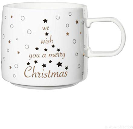 ASA Henkelbecher, Merry x-mas D. 9,5 cm, H. 8,6 cm, 0,35 l.