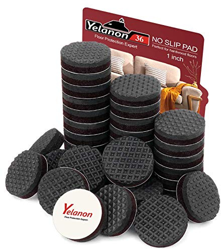 Yelanon 36 Antirutsch Pads Schwarz – Selbstklebende Möbelgleiter | Rutschhemmer aus strapazierfähigem Gummi für Stühle, Tische & Böden – Filzgleiter-Alternative, schont Fliesen und Parkett