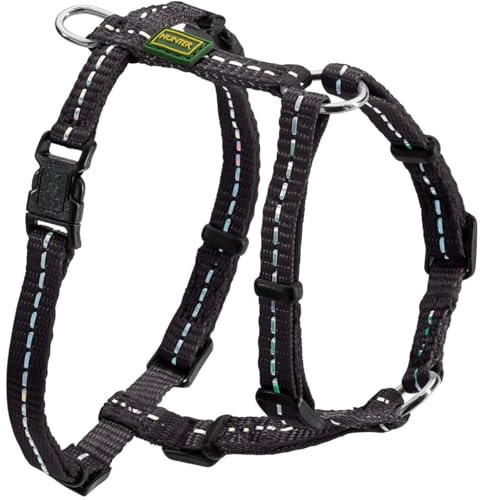 HUNTER TRIPOLI Hundegeschirr, kleine Hunde, Nylon, reflektierend, robust, S, schwarz