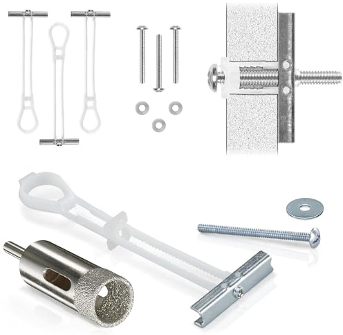 CondoMounts MSK9002 Tiled Wall TV Mounting Kit | Granite | Marble | NO Stud | Grab Bar | Home Accessories Mount | Holds 90lbs | Includes 4 Elephant Anchor Set & 1-Diamond Drill Bit