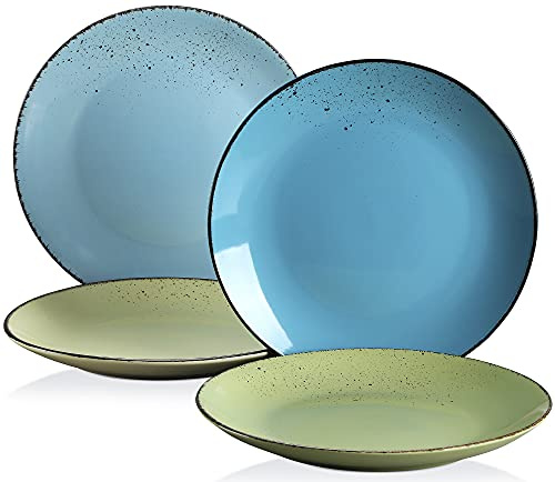 vancasso Navia Prato Dinner Plate Set of 4, Stoneware Vintage Look Multicolour Dinnerware Tableware, 10.5 inch Snack/Salad/Fruit/Side Plate. (27 * 27 * 2.5cm)