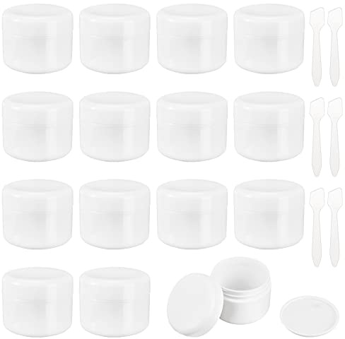 BENECREAT 16 Pack 50g Vasetto di Crema per Il Viso con Rivestimento a Prova di Perdite con Cucchiaio di Miscelazione e Foglio di Etichette Nero per Viaggiare