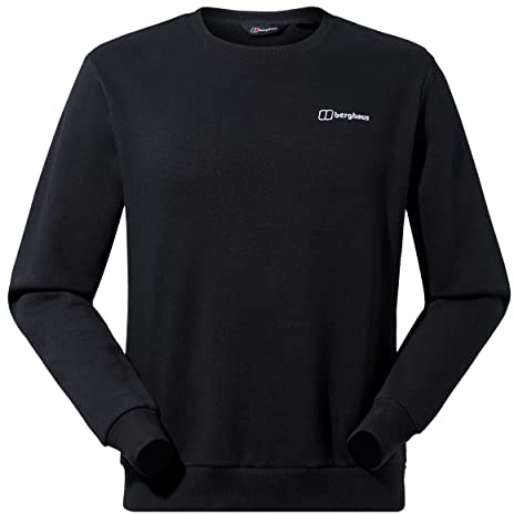 Berghaus Men's Logo Sweatshirt Crew Neck Jumper | Added Warmth | Extra Comfortable, Black/Black, L