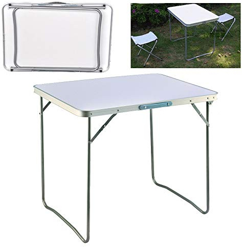 Folding Table, Small Portable Foldable Table with Carrying Handle, 31.5 Inch 80cm Withe Square, Camping Picnic Table, Fold Up Computer Table for Game, Lightweight Only 8.9lbs