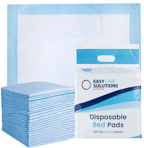 25 x Easy Care Solutions 60 x 60 cm | Disposable Incontinence Bed Pads | Underpads, Bed Mats, Mattress Protectors, Incontinence Pads| Adults & Elderly, Sofa & Chair for Children, Toddlers Babies