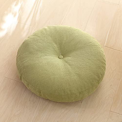 ZZZYZ Runde Baumwollleinen Yoga Sitzkissen Super Soft Cord Meditationskissen Waschbar Atmungsaktiv Yogakissen Für Wohnzimmer Dekoration-Hellgrün 40cm(16inch)
