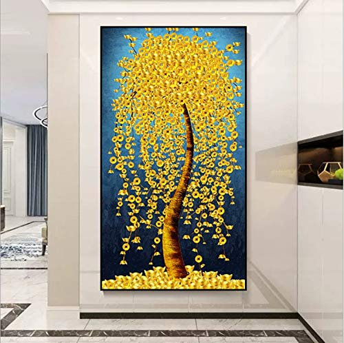5D Diamant Painting Set Geldbaum,Komplettes DIY Diamant Gemälde Voller Bohrer,Groß Diamantmalerei Kreuzstich-Set für Erwachsene Kunst Basteln Leinwand für Home Wand-Decor50x140cm