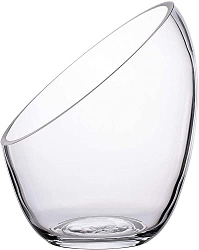 Floralcraft® 16.5 cm Slanted Glass Terrarium Vase | Single | Modern Angled Display Bowl for Succulents, Moss, Air Plants or Candles | Clear Open-Cut Glass Planter