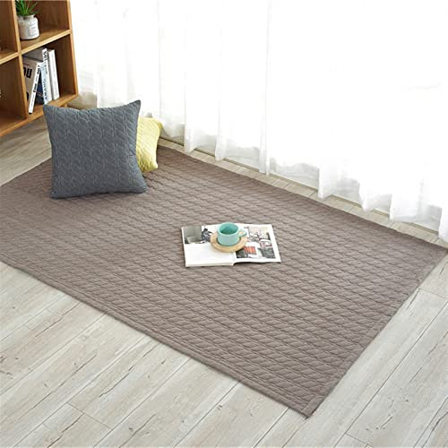 LIVEINU Baumwolle Tatami Teppich mit Anti-Rutsch Unterstützung Faltbarer Abwaschbarer Kinderteppich Spielteppich Babyteppich Fußboden Krabbeldecke 50x50cm Braun