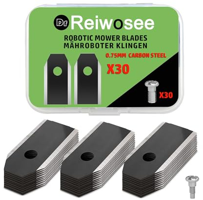 Reiwosee 30 Cuchillas De Titanio, Cuchillas De Repuesto para Cortacésped Robótico, Tornillos Mejorados, Adecuados para Cortacéspedes, Cuchillas De Titanio De Tornillos