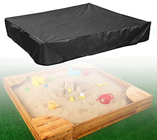 COOSOO Sandbox Cover Waterproof Dustproof UV Protection Square Sandpit Pool Cover with Drawstring Avoid the Sand and Toys Contamination,180x180cm Oxford Cloth Black Outdoor Furniture Garden Cover
