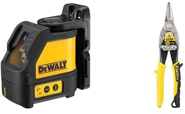 DeWalt - Niveau laser en croix - faisceau rouge - coffret - DW088K-XJ & Stanley FATMAX Cisaille Aviation Tête Droite Acier Forgé Chromé Double Action de Pivot