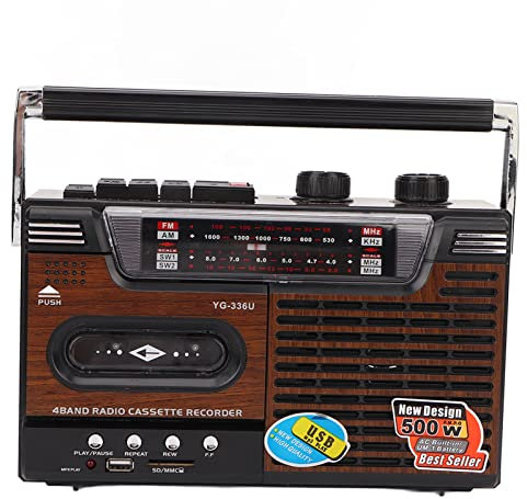 Tragbarer Kassettenspieler Lautsprecher, AM FM Radio Kassetten Spieler, Geräuschloser Kassetten Rekorder, Vintage Tape Player Recorder Kassette, für die Familie