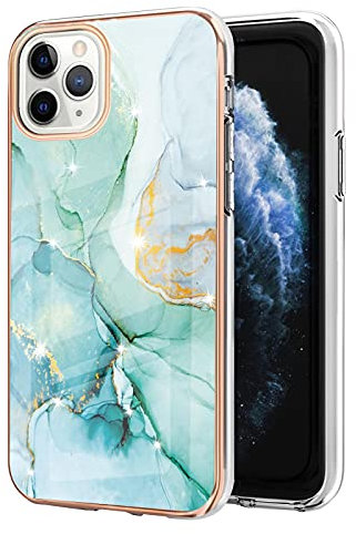 IMIRST Basic Case Compatiable with iPhone 11 Pro Max IMD Soft TPU Silicone Bumper Matte Marble Scratch-Resistant Slim Protective Phone Case Back Cover for Apple iPhone 11 Pro Max，YBI Green