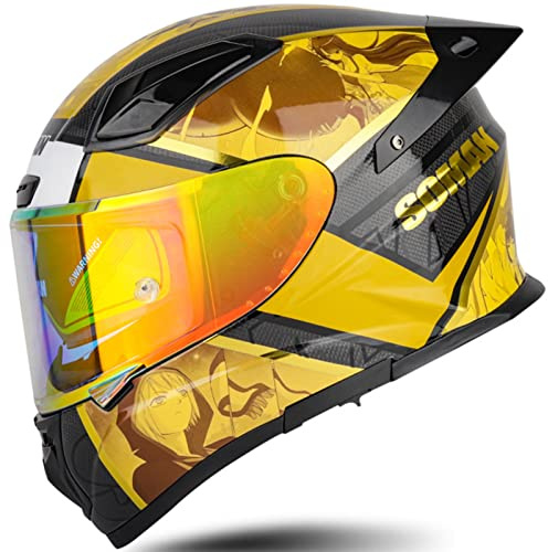 Carbon Fiber Motorcycle Flip Up Full Face Helmet Racing Crash Helmet DOT/ECE Approved Motocross Motorbike Moped Helmet Unisex-Adult Dual Visor Helmets M,XXXL(63-64 cm)