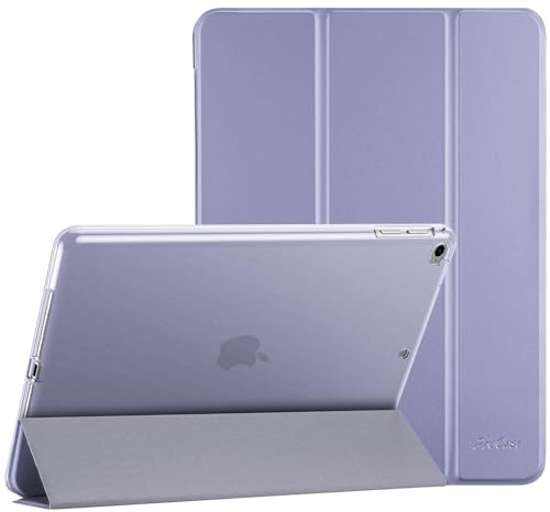 ProCase Smart fodral för iPad 9.7/iPad 6:e/5:e gen, iPad Air 2/iPad Air 1 (modell: A1893 A1954 A1822 A1823 A1566 A1567 A1474 A1475 A1476) smalt mjukt TPU-fodral med genomskinlig baksida – ljuslila